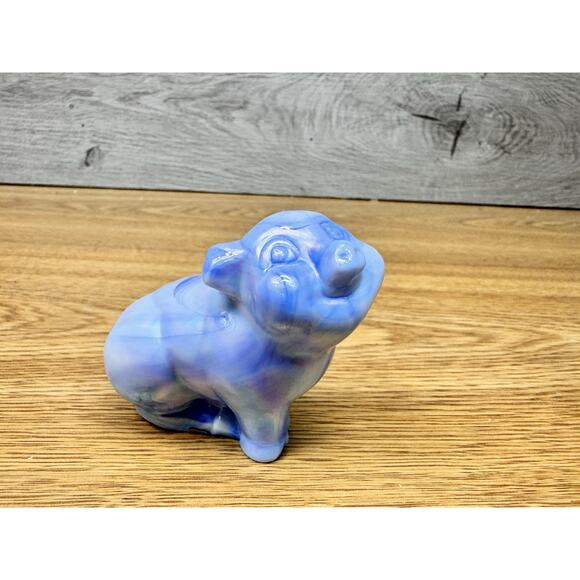 Fenton Blue Slag Pig Figurine True Blue Friends Collection Scarce 3” - Picture 1 of 9